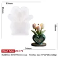 Tulip heart silicone mold ZW-379 with finished love candle and detailed size display - Heart Tulip ZW-379
