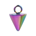 Rainbow gradient conical stainless steel pendant charm with shiny metallic finish - Rainbow
