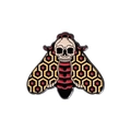 Dark punk style enamel pin featuring a gothic skull moth with red and black stripes - Skull Moth Shape (QHXZ1139)