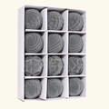 Set of 12 gray flocked Christmas ornaments with mixed geometric textures in a white box - 6CM 12Pcs/Set / Gray