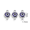 7mm blue evil eye charm connectors in 18K gold plated stainless steel with enamel - Double Hole / Steel-Dark Blue