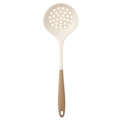 Schiumarola in silicone bicolore con testa bianca e manico beige per cucinare - Schiumarola Bianco Marrone
