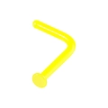 Piercing al naso a forma di L in vetro giallo minimalista su sfondo bianco - Giallo Forma L 1x6.5x2mm