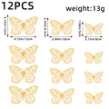 Set of 12 gold 3D hollow butterfly wall stickers in three sizes for creative decor - Style C-12Pcs/Pack