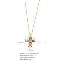 Golden 316L stainless steel cross necklace with multicolored cubic zirconia stones - Cross No.14 (Gold with Multi-color Stone)