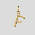 Pendentif lettre F en acier inoxydable doré avec une texture d'écorce naturelle unique - Or-F
