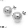 20mm silver hollow round bead stud earrings in stainless steel with a high polish finish - Hollow Silver Color (20mm)
