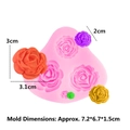 Pink silicone mold featuring five rose flower cavities for DIY soap and candle making - Style 2 (Rose)