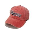 Vintage washed red baseball cap with Kilometre embroidery and soft sunshade brim - M (56-58cm) / Orange