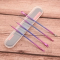 Gradient colored 4-piece stainless steel blackhead remover set with clear plastic case - 4-Piece Set (Standard Card) / Pink Blue Gradient