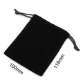 Black velvet drawstring jewelry pouch with 100mm x 118mm size dimensions - Black Style (KQP347-K) / 100mmx118mm
