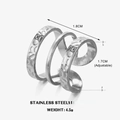 Verstellbarer dreilagiger Edelstahlring mit Hammerschlag-Textur in Silberoptik - Stahllinien-Stil (ZN752) / Stahlfarbe