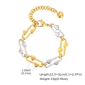Detalle de la pulsera de corazón bicolor oro y plata con medidas del producto - Oro y Plata