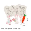 Easter bunny silicone mold with rabbit holding carrot design for chocolate and cake - 2# (3 Holes Rabbit) / Gray