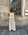 Conjunto de 2 piezas de lino para mujer con top sin mangas anudado y falda larga beige - S / Conjunto Albaricoque