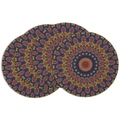Set of four round linen placemats with colorful bohemian mandala patterns - Bohemian Multicolor Mandala (DCP1-12)
