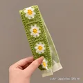 Handmade crochet green daisy headband for girls, vintage French style knit hair accessory - 5# Green Flower Style