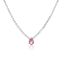 Tennis choker necklace featuring a pink pear-cut heart stone in silver finish - 18K Gold / Pink Teardrop Silver