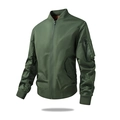 Klassische olivgrüne Bomberjacke mit Rippbündchen und funktionaler Ärmeltasche für Herren - M / Armeegrün