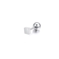 Minimalist silver stainless steel geometric square stud earring with screw back ball - Square & Ball Style / 1 Piece / Steel