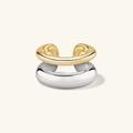 Polsino dell'orecchio a doppio strato in argento sterling S925 bicolore oro e argento - Oro 18K + Oro Bianco