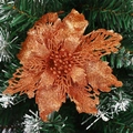 Sparkling copper glitter artificial poinsettia flower for Christmas tree decoration - Bronze
