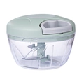 Picadora manual con tapa verde y bol transparente para picar ajo y verduras frescas - 500ML Verde (3 Cuchillas)