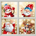 Christmas static window stickers set featuring Santa, snowman, reindeer and festive elf - 4-Pack Combination BQ(373-376)