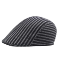 Coppola classica da uomo a righe nere e grigie con fodera calda per la stagione invernale - 58cm / Grigio chiaro