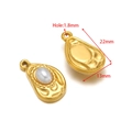 Golden teardrop pendant with white pearl inlay and precise size dimensions of 22mm x 13mm - 13*22mm Irregular Teardrop with Pearl (Gold)
