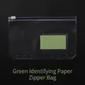 Transparent A6 PVC loose-leaf zipper pouch with 6 holes and green identifier card - A6 Zipper Bag with Green Label Paper