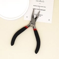 Detail of professional black and red needle nose pliers for DIY jewelry making crafts - Smooth Needle Nose Pliers / Black and Red Handle
