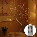 Árbol bonsái LED blanco cálido con ramas plateadas y control remoto inalámbrico pro - 108L Rama Plateada Luz Cálida (Control Remoto + 8 Modos)