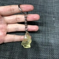 Handheld yellow natural crystal raw stone keychain with silver metal ring - Citrine
