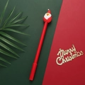 Penna gel natalizia con fusto rosso e testa decorativa di Babbo Natale in silicone - Babbo Natale Rosso