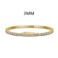 Elegante 925 zilveren tennisarmband in gouden afwerking met 3mm ronde witte zirkonia's - 15CM / 3mm Breedte / Gouden Stijl Nr.15 (DY150360-S-G-WH#15)