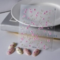 3D relief daisy nail stickers with pink purple floral patterns and green leaf accents - 3D Textured Pink Purple Floral Style (FEB-502)