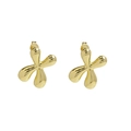 Polished 18k gold plated chunky flower stud earrings with a shiny metallic mirror finish - Style-X