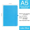 Taccuino A5 blu lago con fascia elastica, porta penna e copertina in ecopelle - A5(210x145mm) / Celeste