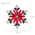 Christmas snowflake brooch with red marquise gems and green enamel holly leaves - xz4407B Antique Gold Snowflake