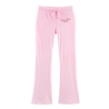 Pantalon évasé en velours rose pour femmes avec cordon de serrage et imprimé en strass - S / Bottoms / Rose
