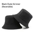 Classic reversible black bucket hat with high-density cotton fabric for sun protection - Black Outside Black Inside (Reversible)
