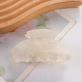 Creamy iridescent acetate hair claw clip in a large crescent shape for women hair styling - Cream Iridescent White