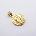 Vintage gold Greek mythology medallion pendant necklace in polished stainless steel for men - Virgin Mary Portrait - Gold - No Chain
