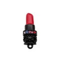 Lipstick charm pendant with black body and red tip, featuring multi-color rhinestones - Black and Red Rhinestone Lipstick (12361)