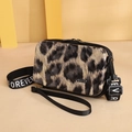 Mini leopard print hard shell crossbody bag with adjustable wide fabric strap - Diamond Leopard