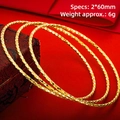 Three-piece gold-tone brass bangles with geometric diamond-cut textures, 2x60mm size - 60mm / Style 6