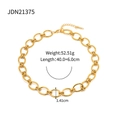 Collana a catena a maglie ovali spesse in acciaio inossidabile placcato oro 18K - Collana a Maglie Ovali Geometriche (JDN21375)