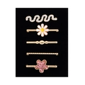 5pcs set of gold silicone watch band decorative charms with rhinestones and floral designs - D3026 Daisy/Pink Zircon Flower Set 16