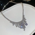 No.46 Silver Rhinestone Tassel Necklace